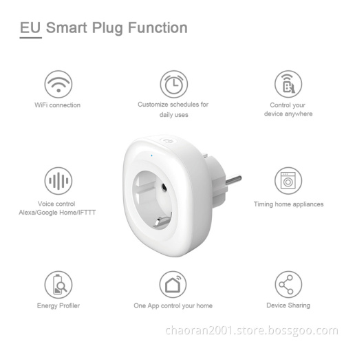 Alexa Google Home Assistant Europe Energy Meter Smart Wifi Socket EU Plug Smart Plug Wifi EU Smart Plug With Power Monitor